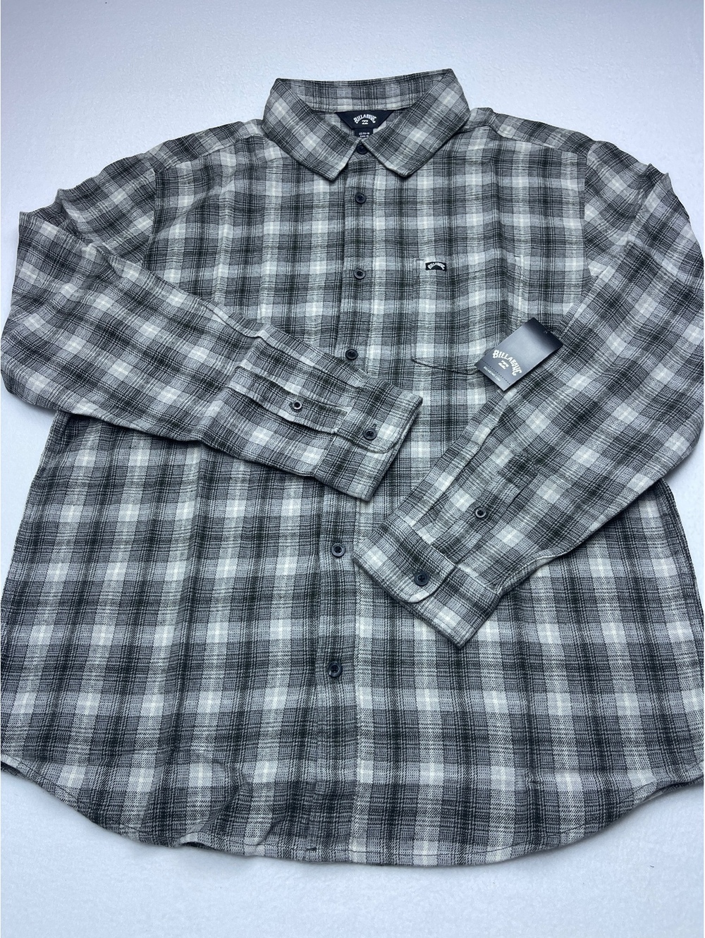 Billabong Cotton Gray Flannel Long Sleeve Shirt Size M